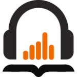 Penguin Random House Audio logo - black headphones with orange soundbars